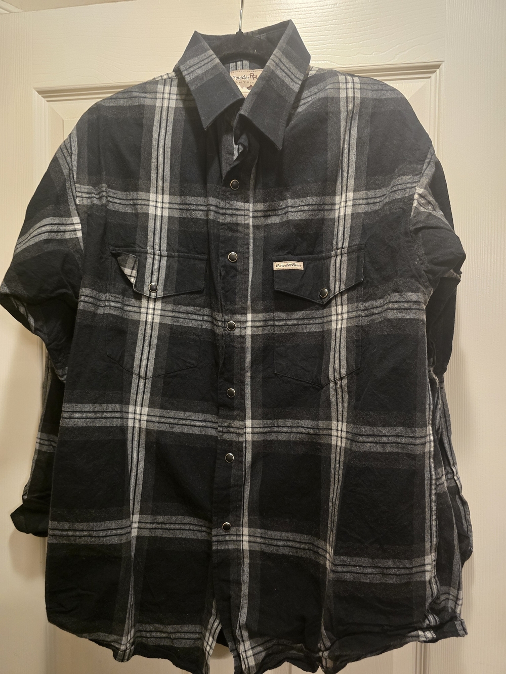 Columbia Men’s Black & Gray Plaid Button-Up Shirt